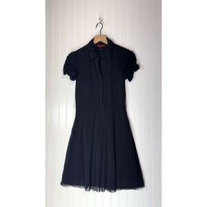 Vivienne Tam Black Ruffled Sleeve Polo Dress SP Dark Academia Goth Whimsigoth